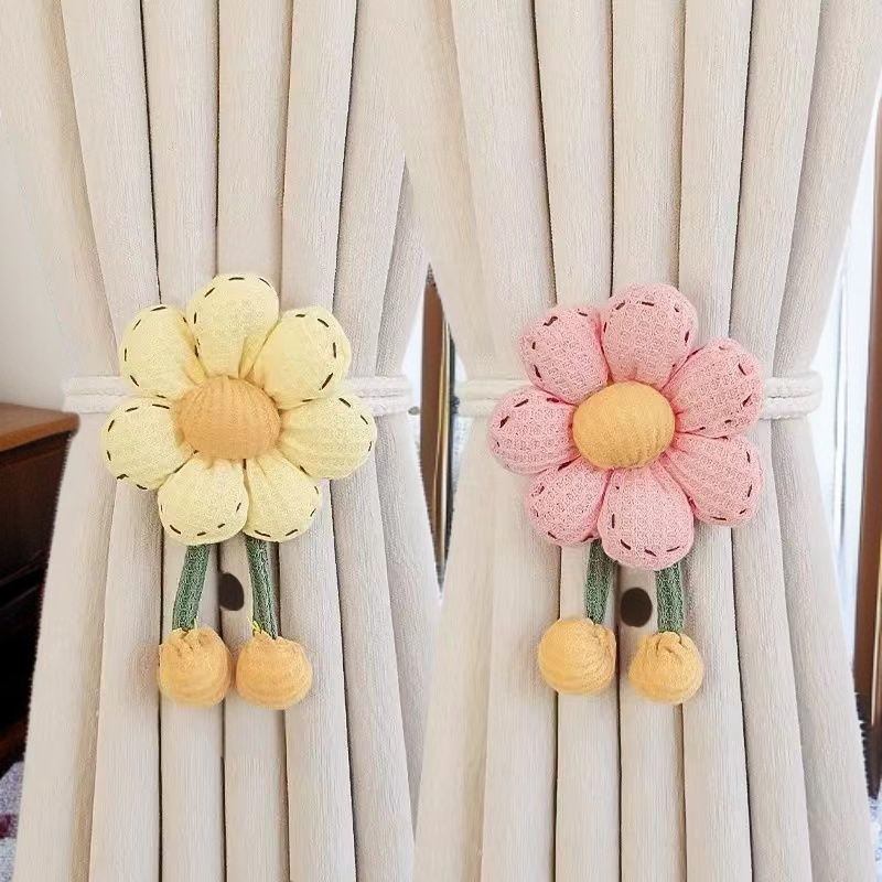 สายรัดม่านห้องนอนลายดอกไม้ ปรับได้ 1 คู่