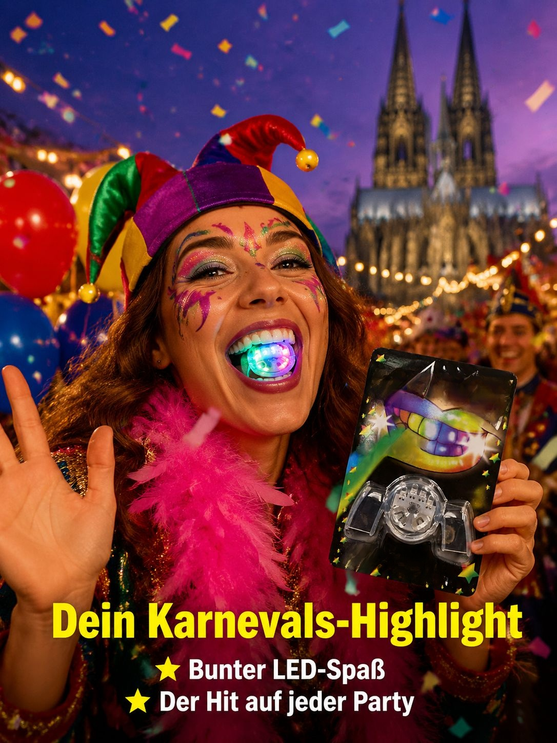 LED Spaß-Zahnspange - Party Verkleidungszubehör