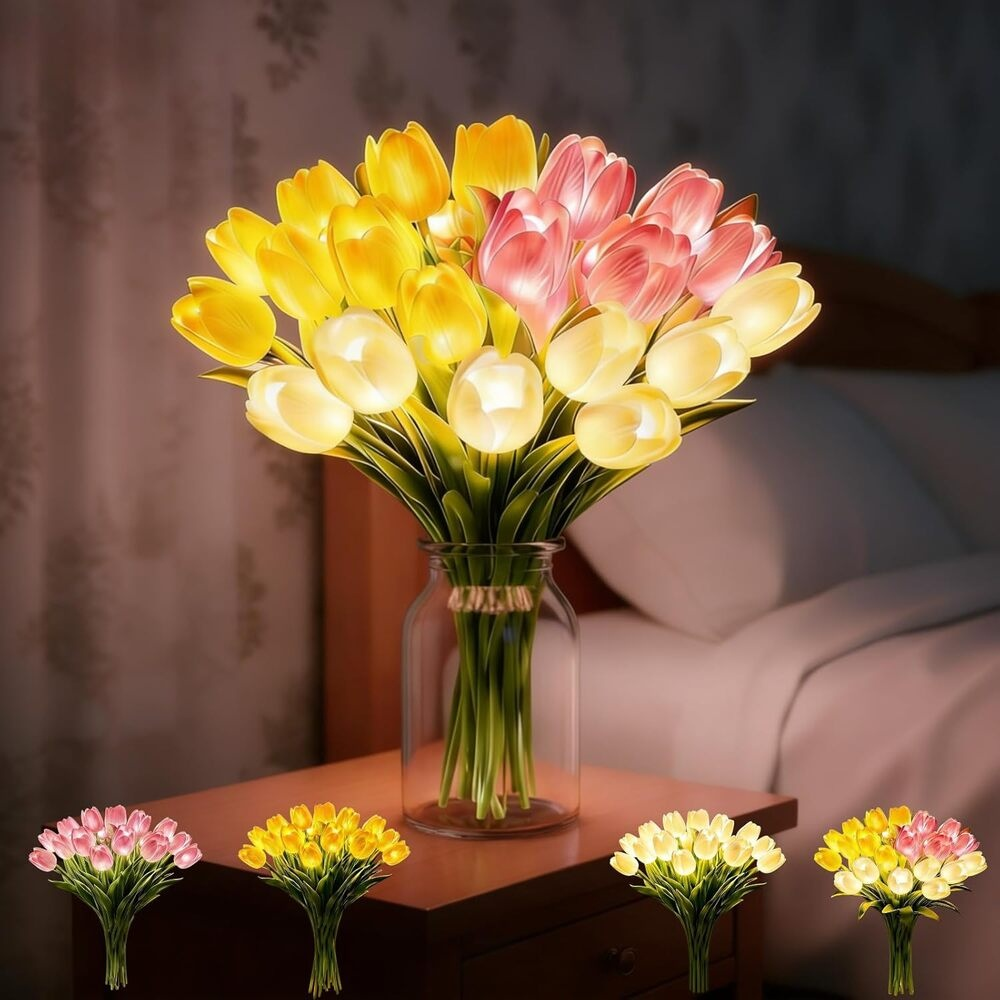 家庭用チューリップナイトライト、ミックスカラー発光ブーケ、撮影用デコレーション小道具