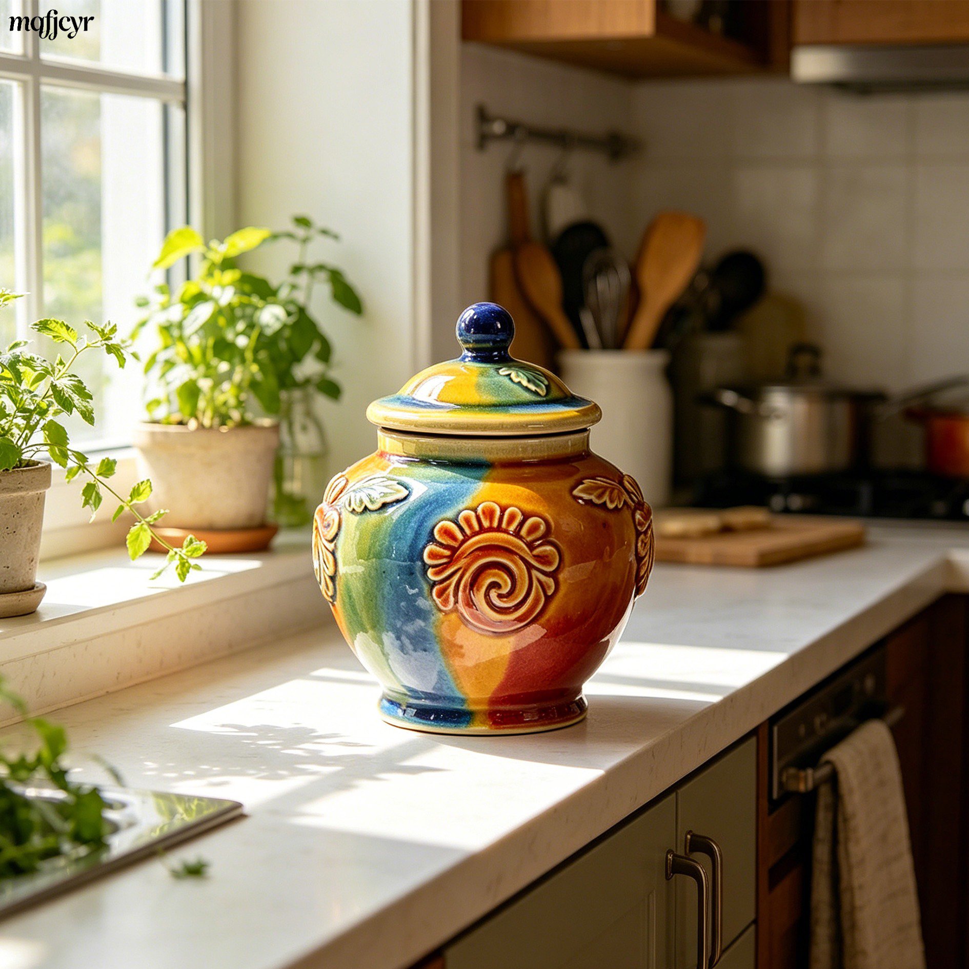 Kleines, glasiertes und luftdichtes Vorratsglas im Vintage-Stil