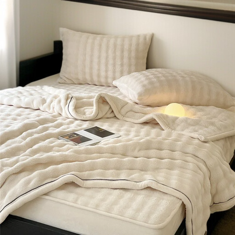 Ropa de cama de terciopelo burbuja con sábana simple y colchón mullido