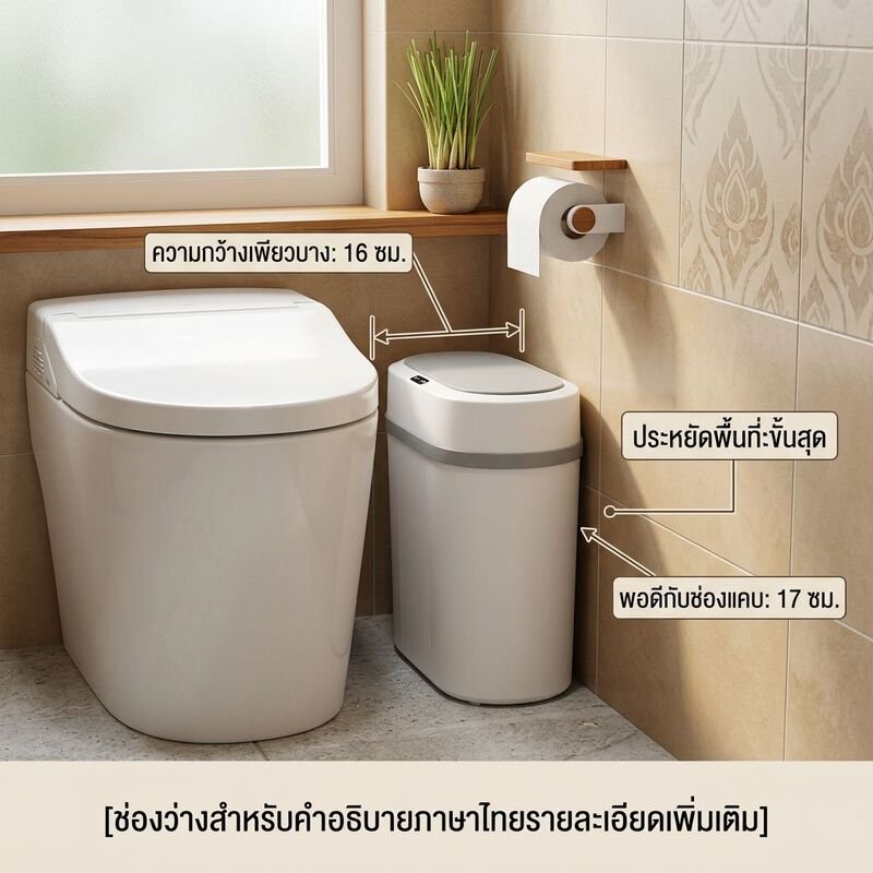 ถังขยะอัตโนมัติสำหรับช่องว่างในห้องน้ำแบบสมาร์ท