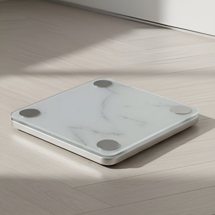 주방용 흰색 전자 저울 사용 모습