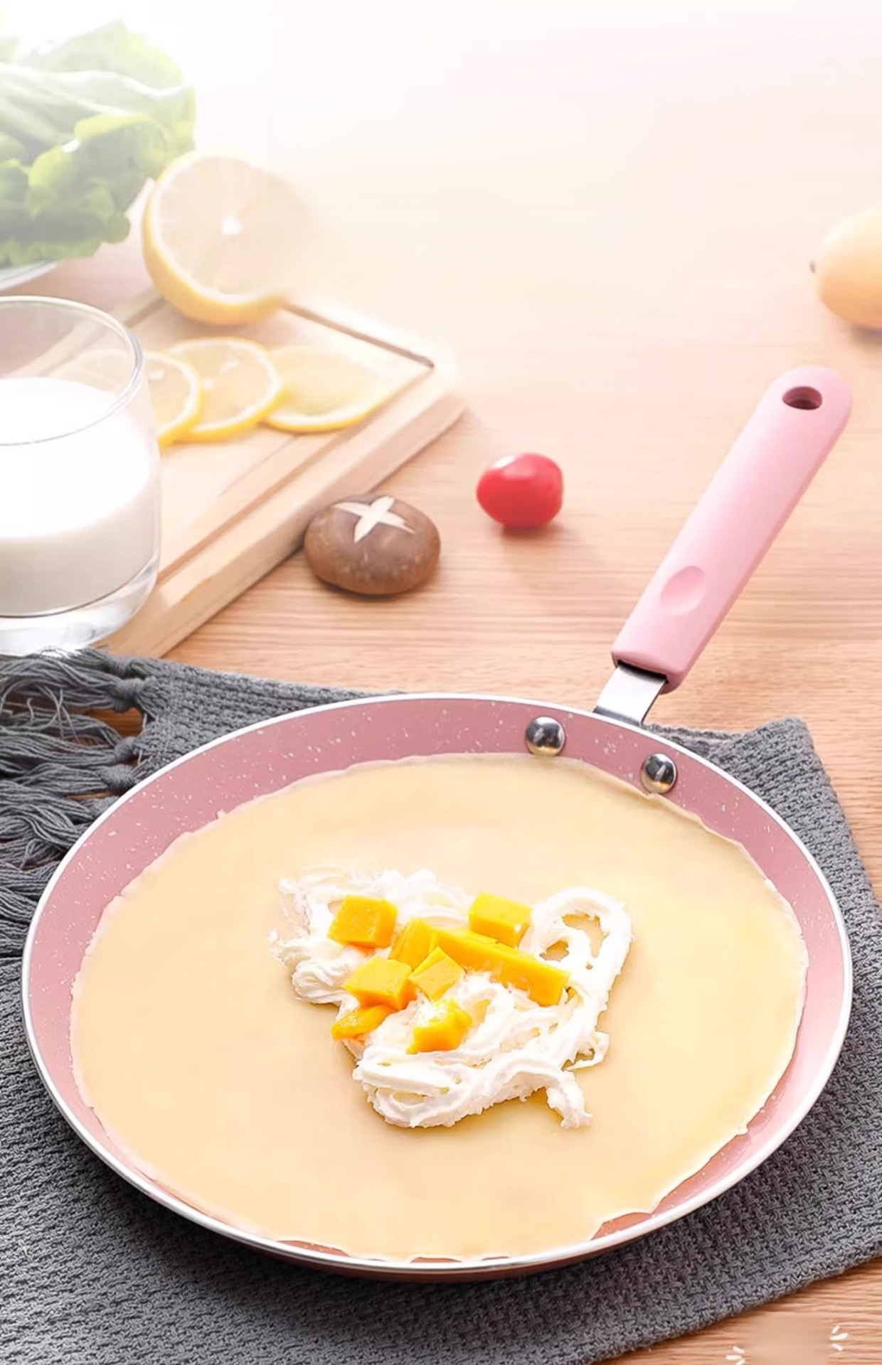 알루미늄 반극 후라이팬 사용 모습