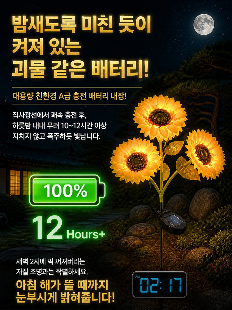 태양광 해바라기 정원등 야외 정원용 LED 장식 조명등