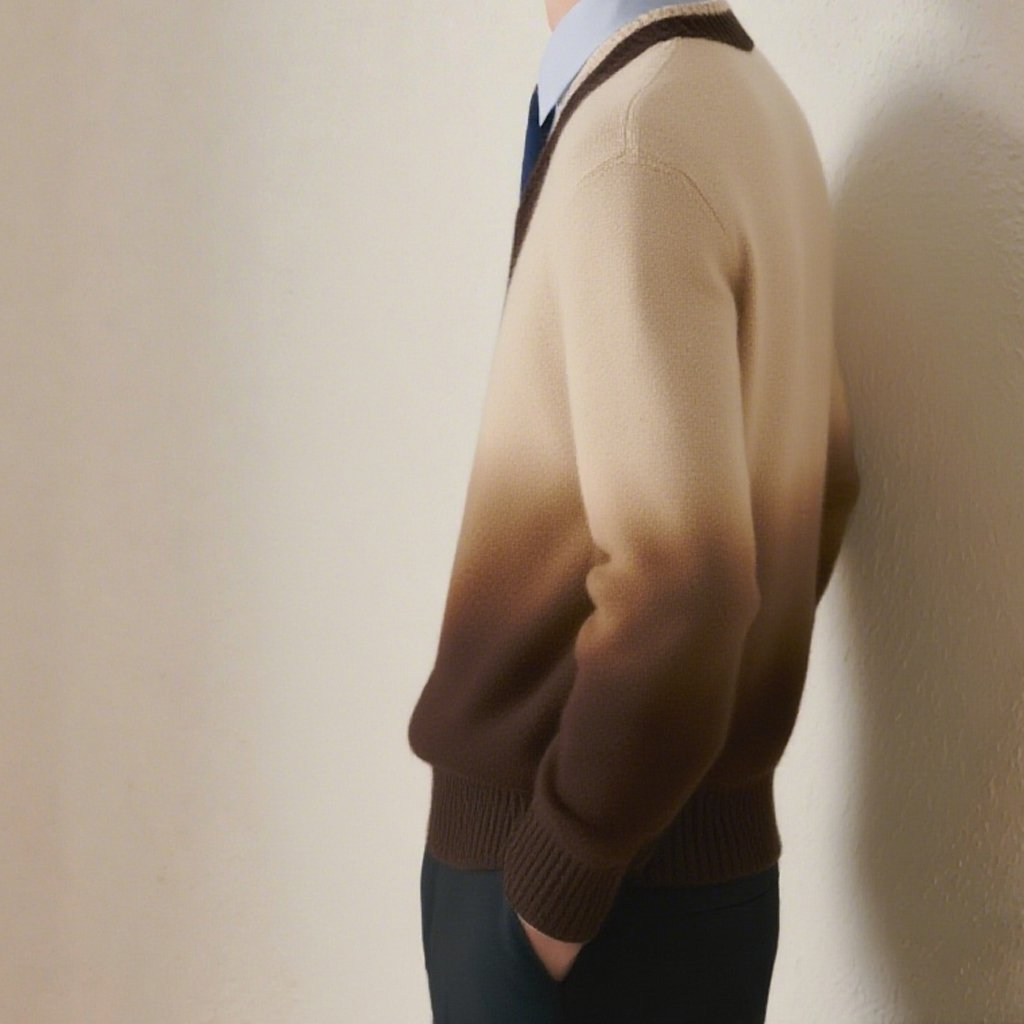 그러데이션 브이넥 니트 스웨터