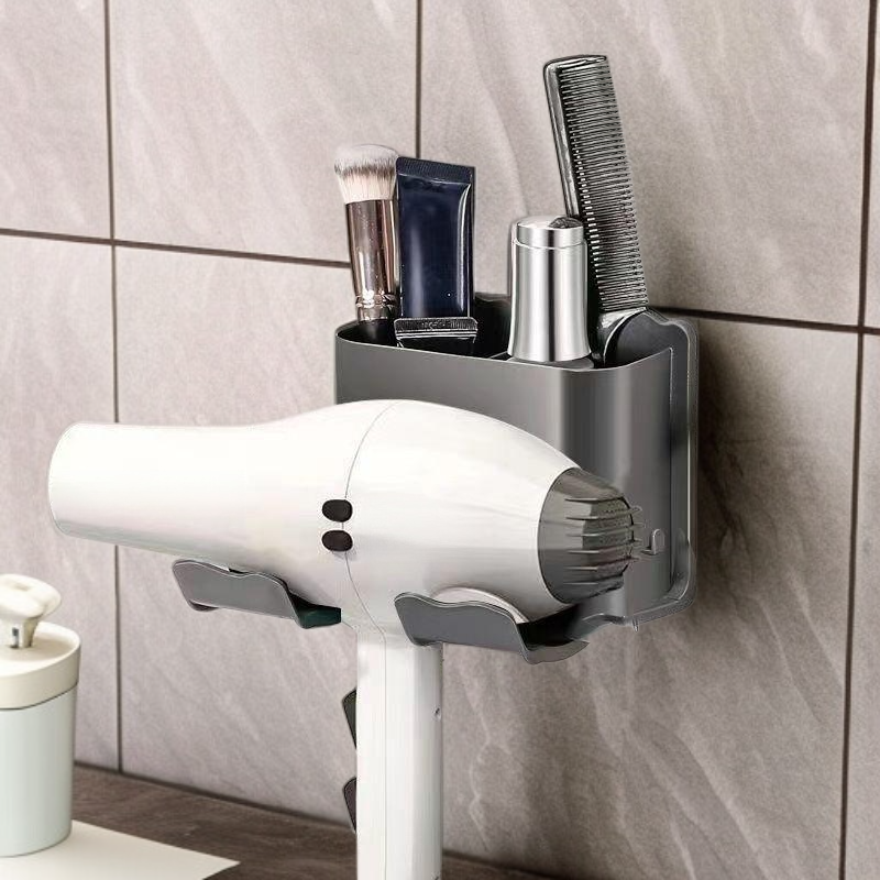 No-Drill Hair Dryer Holder Wall Mounted Bathroom Rack