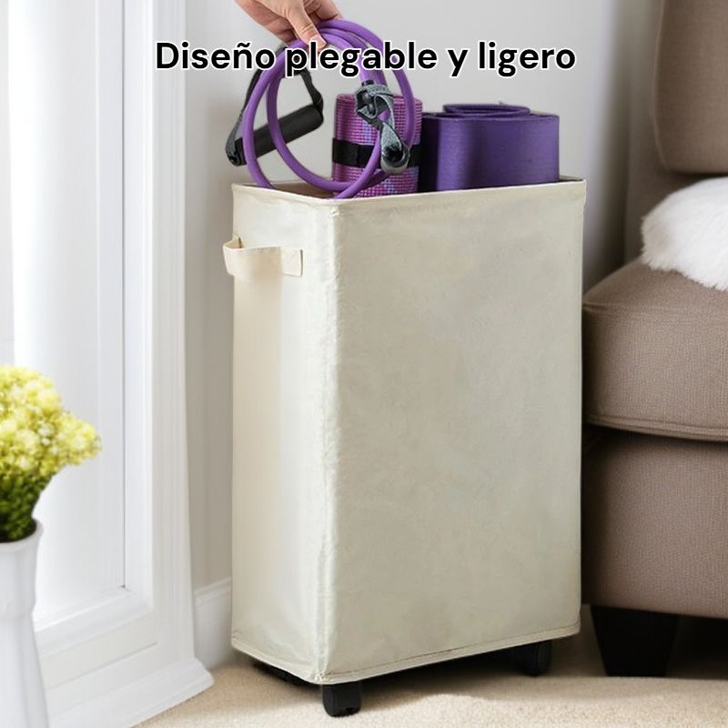 Caja de almacenamiento de tela plegable con ruedas