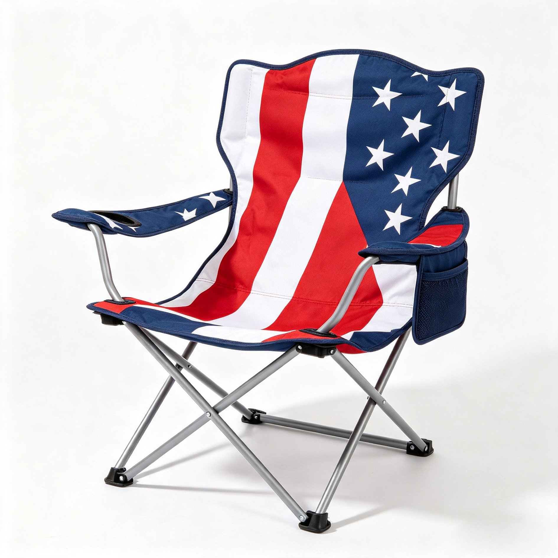 Comfortable camping chair with patriotic star pattern