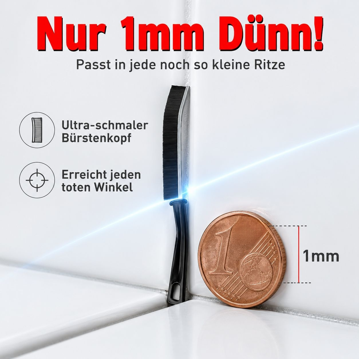Reinigungsbürste für schwer zugängliche Ecken in Bad und Küche
