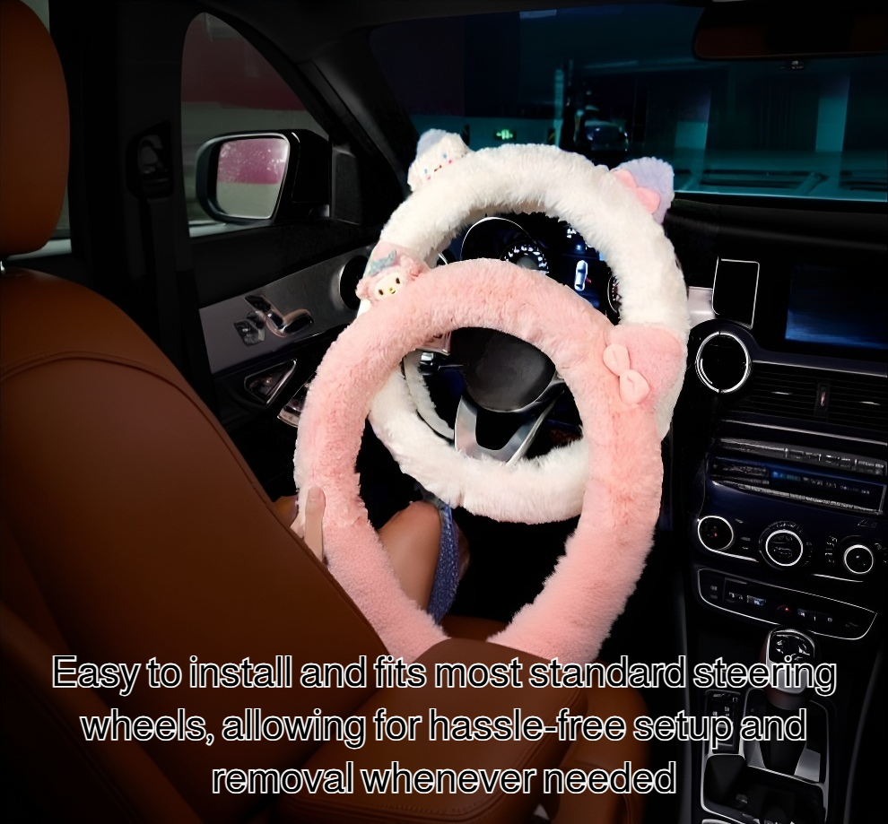 Close-up of the textured grip on women's steering wheel cover