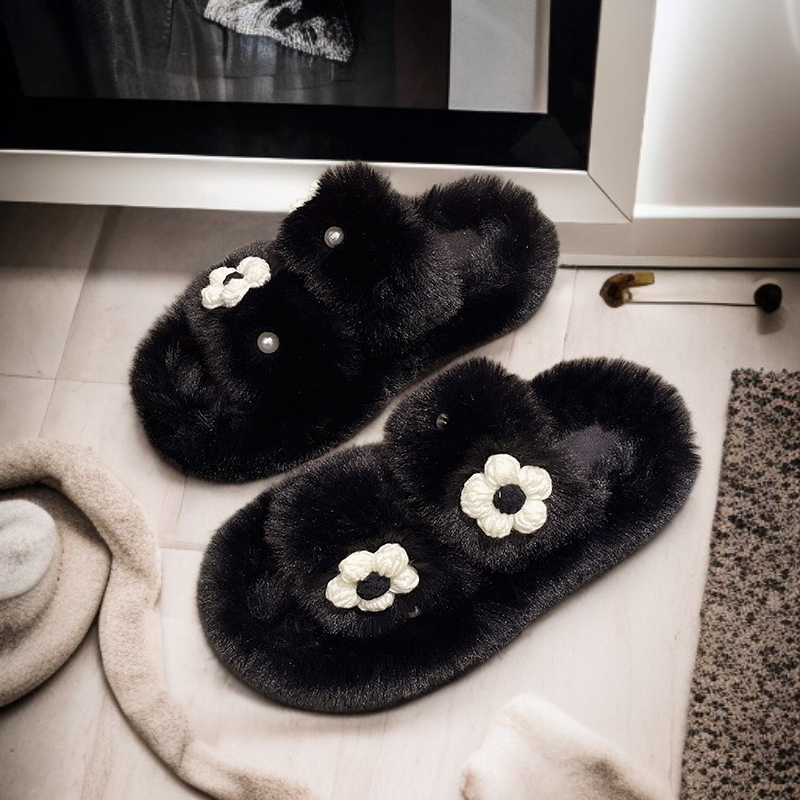  รองเท้าแตะขนเฟอร์สุดนุ่มสไตล์เกาหลี เหมาะสำหรับใส่ในบ้านและฤดูหนาว