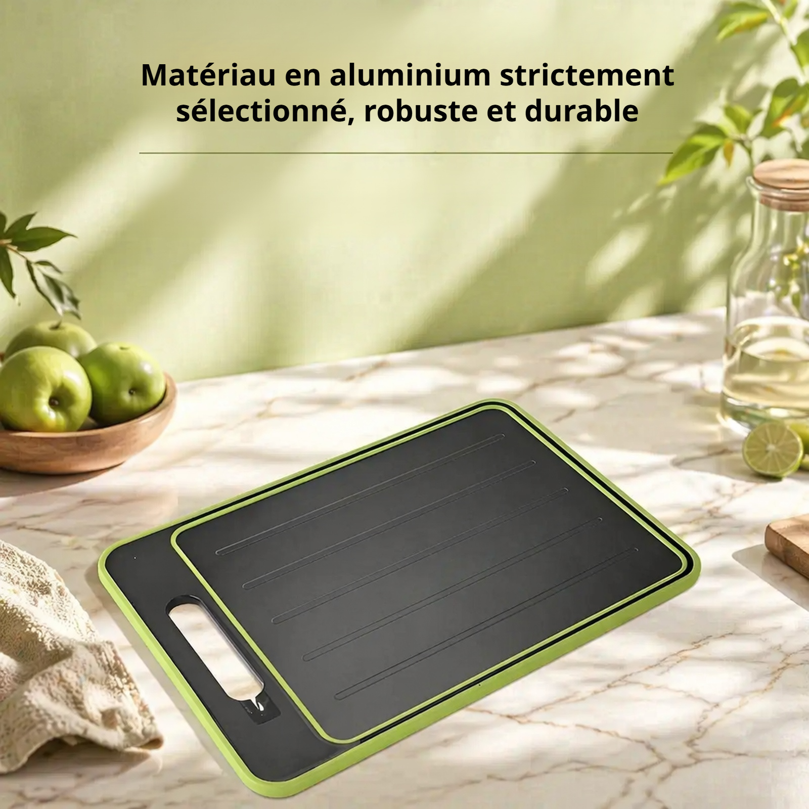 Planche à découper multifonction en alliage d'aluminium avec aiguiseur et presse-ail