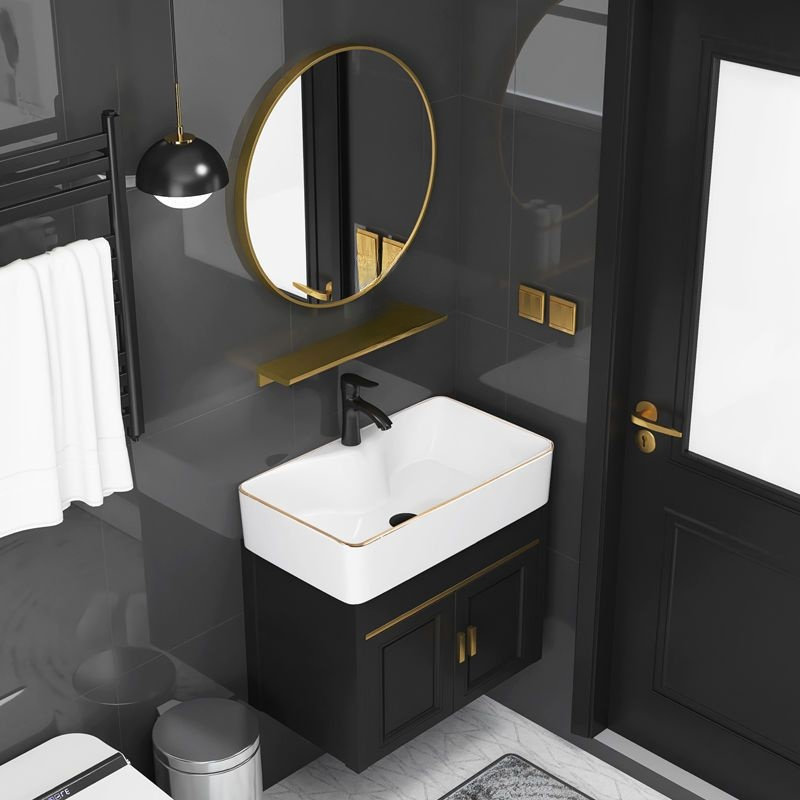 Compact Bathroom Vanity with Space Aluminum Cabinet and Ceramic Sink