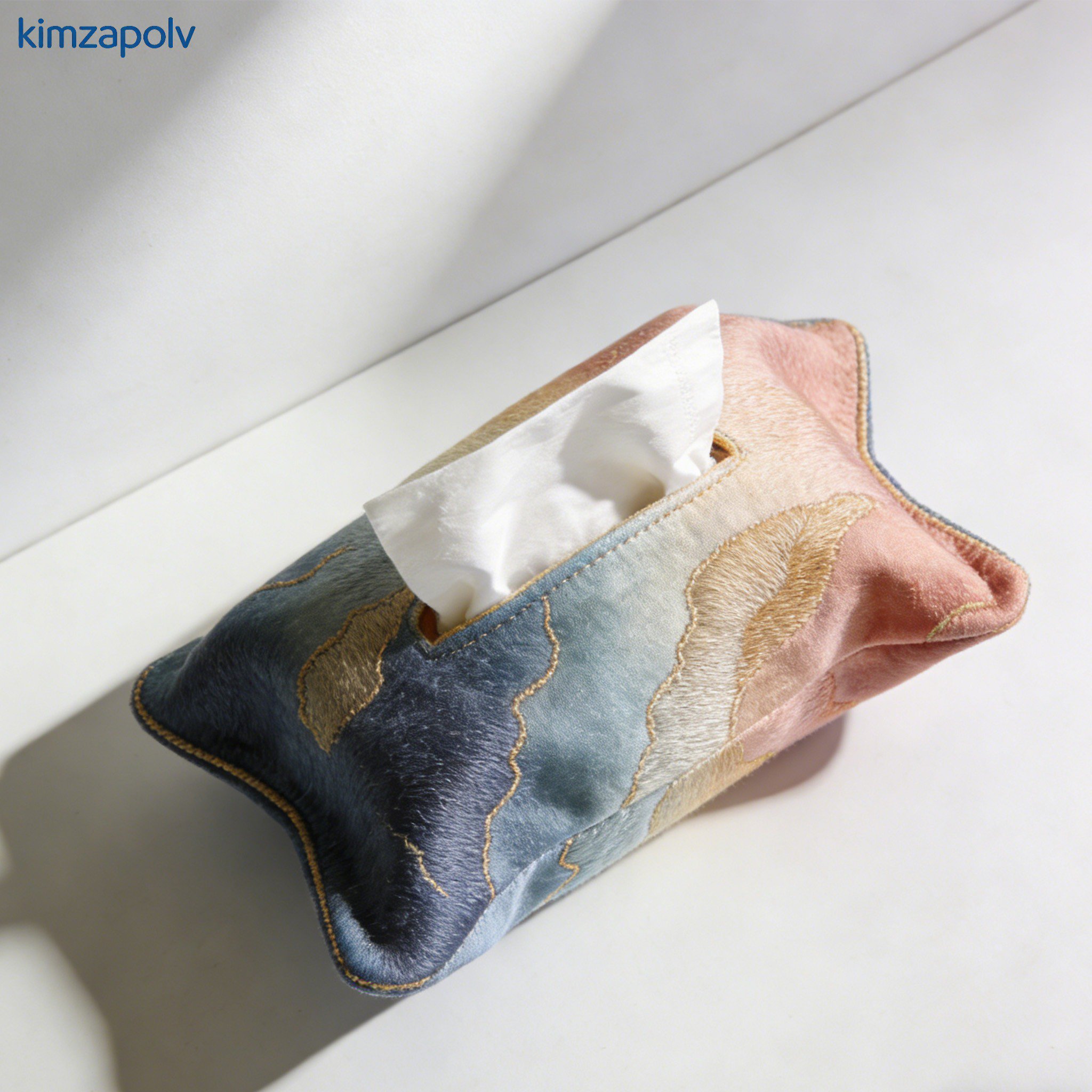 精美刺繡布面紙巾套五入組合展示