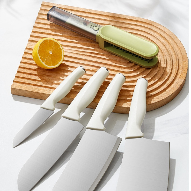 Four-in-One Kitchen Knife Cleaning Brush – Multi-Functional Gap Brush and Knife Sharpener