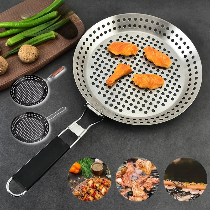 Portable Hollow BBQ Grill with Foldable Handle