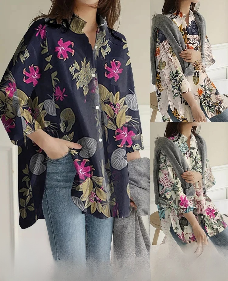 เสื้อยืดทรงหลวม พิมพ์ลาย