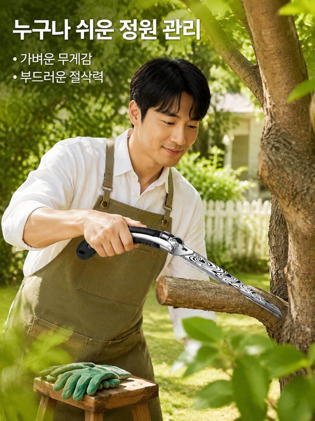 가정용 다마스커스 특급 과수 톱으로 벌목하는 톱