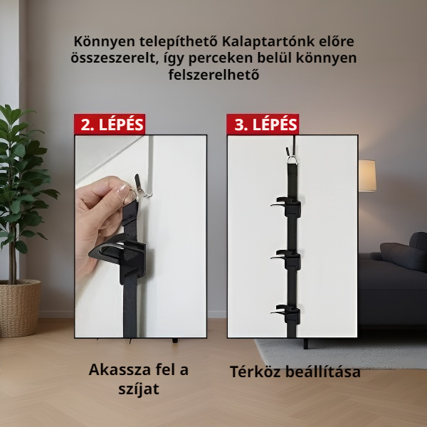  Dupla irányú ajtóra akasztható sapkatartó kampókkal 
