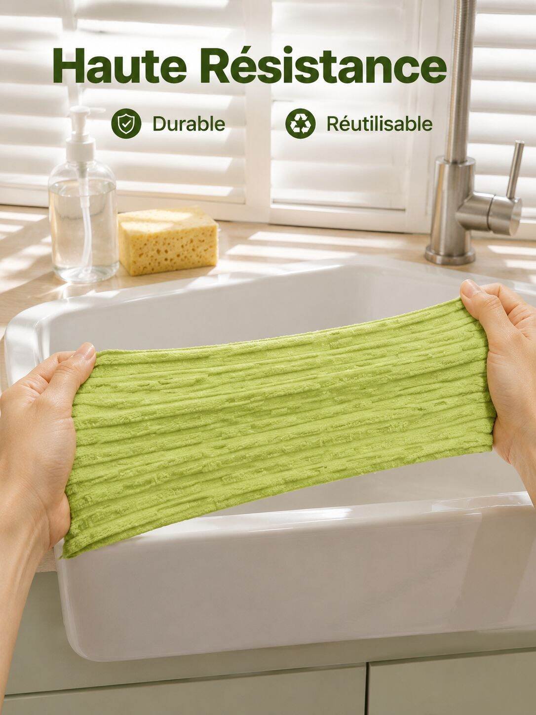Chiffon épaisse absorbante pour cuisine, lavette à déchirer à sec ou humide