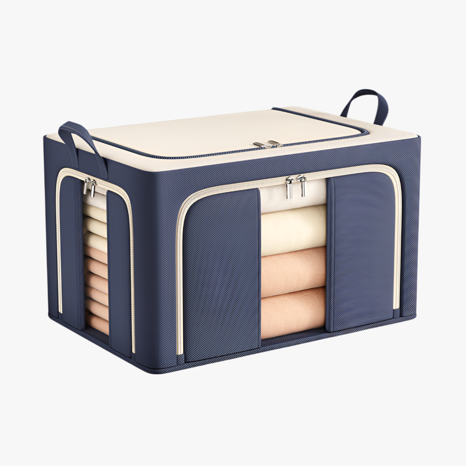 Caja Plegable para Guardar Ropa, Acceso por Tres Lados, Marco de Acero, Apilable, para Edredones