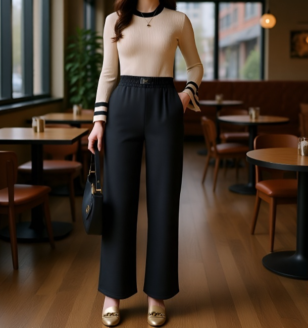 여성 캐주얼 패션 기모 도톰 와이드 팬츠 쉬넬 캐주얼 팬츠 추동 기모 와이드 팬츠 코듀로이 캐주얼 팬츠