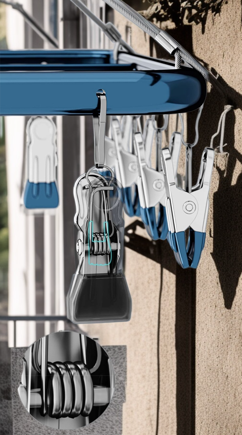 알루미늄 건조대와 빨래집게 세트 사진