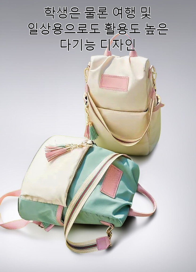 여행에 적합한 대용량 옥스포드 천 백팩 전면 이미지