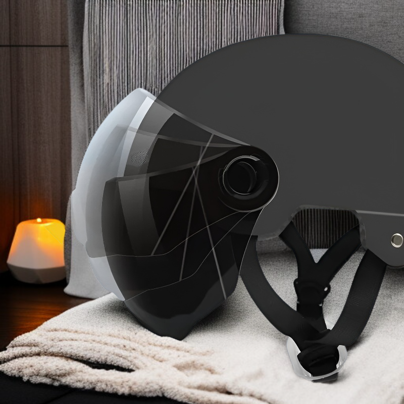 Fahrradhelm für Erwachsene mit modernem Kaninchenohren-Design und Schutzbrille