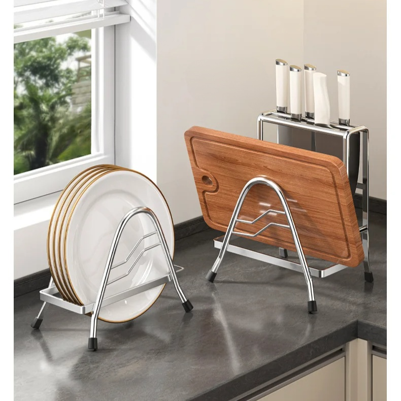 Estante de almacenamiento de acero inoxidable para cuchillos y tapas de ollas