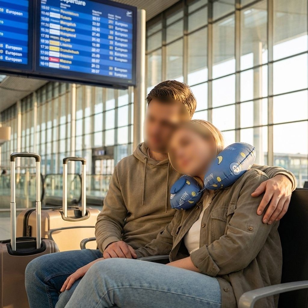 Oreiller de voyage gonflable en forme de U