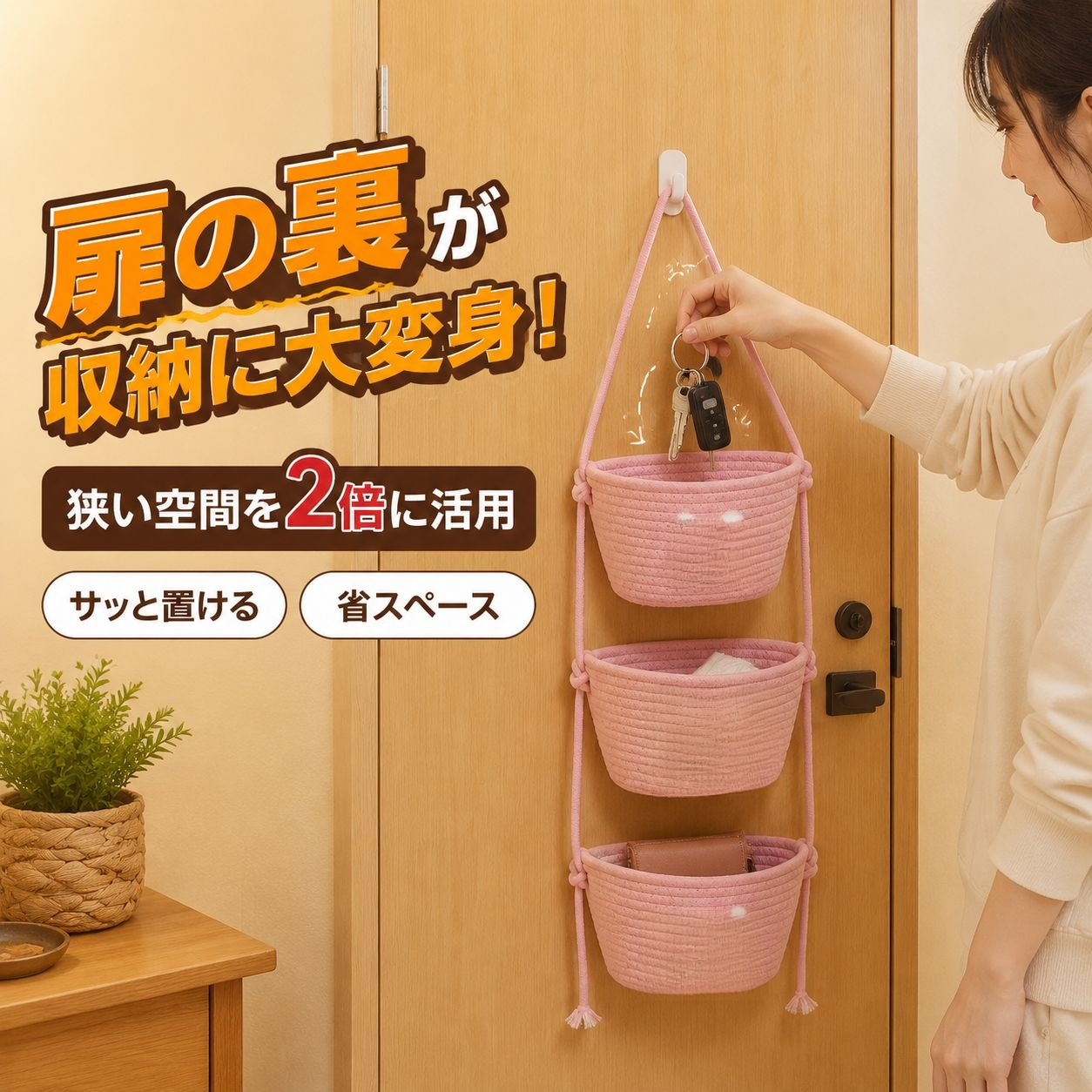 壁掛け収納バッグ、寮用多機能バスケット