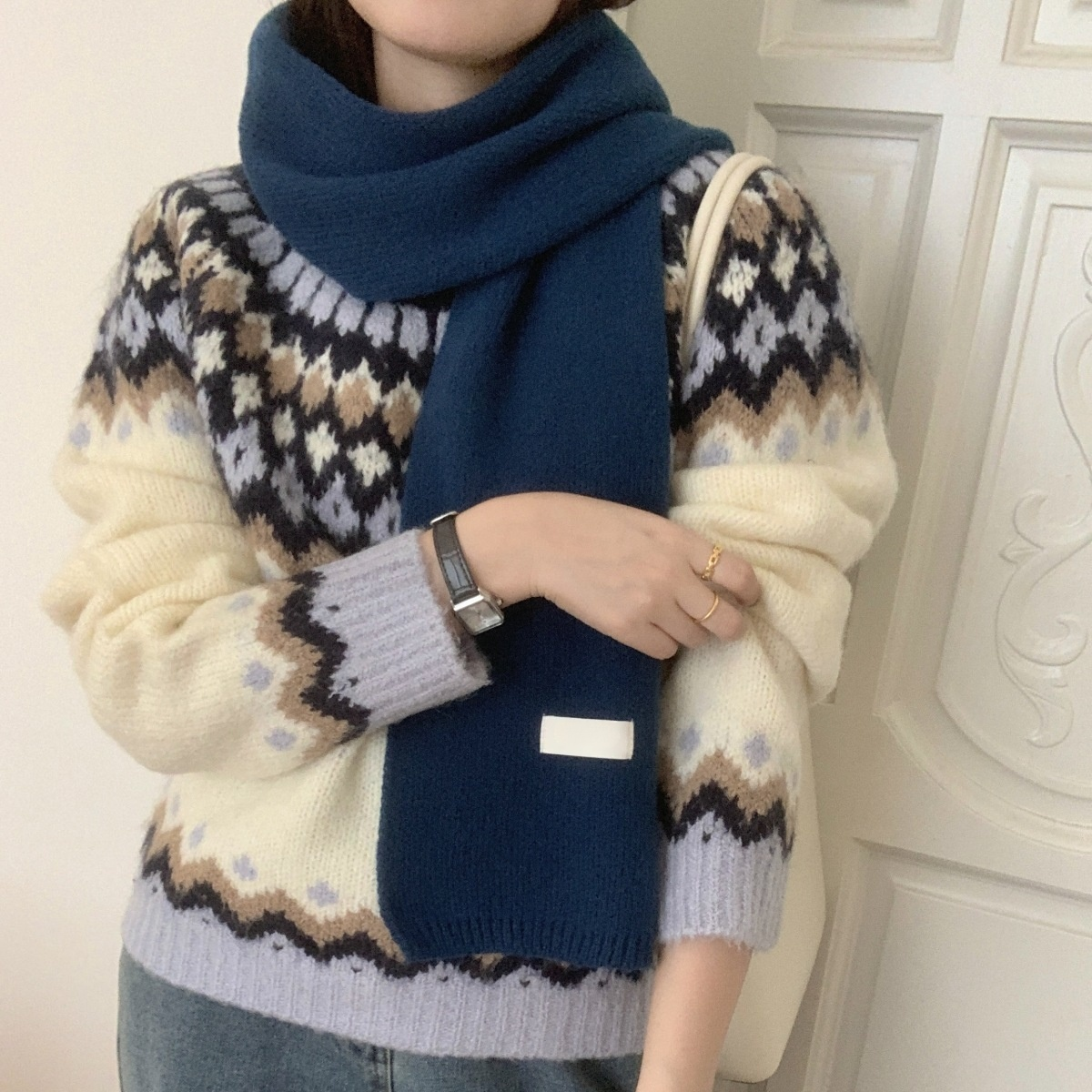 Damen Winter Warmer Strickschal Weicher Basic Schal Modischer Studentenschal für Paare