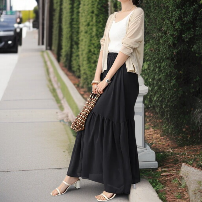 편안한 착용감의 롱 케이크 스커트