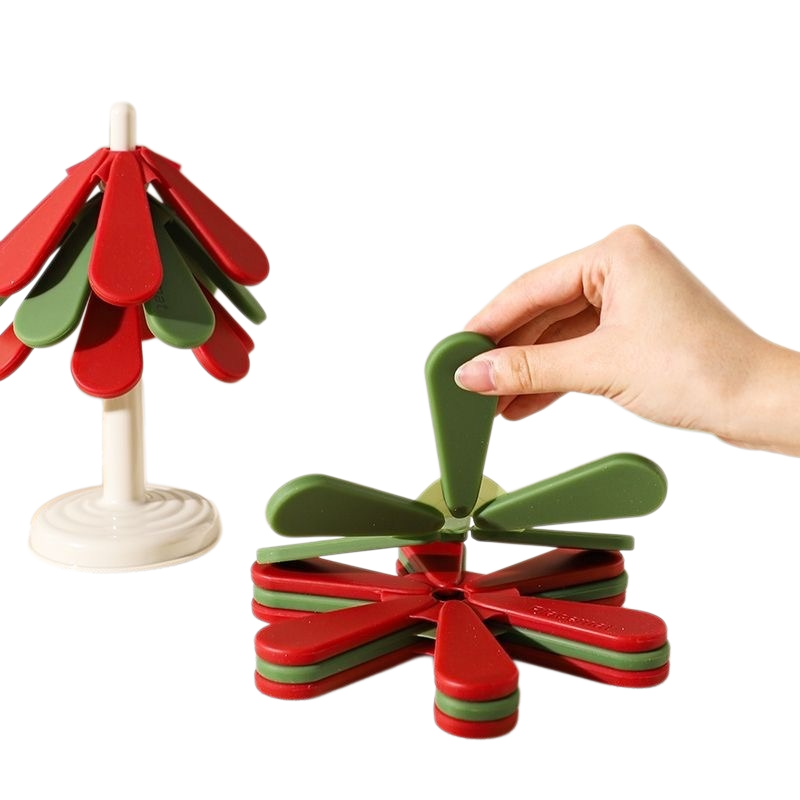 가정용 식탁 매트 뜨거운 접이식 내열 냄비 매트 크리스마스 트리 단열 매트