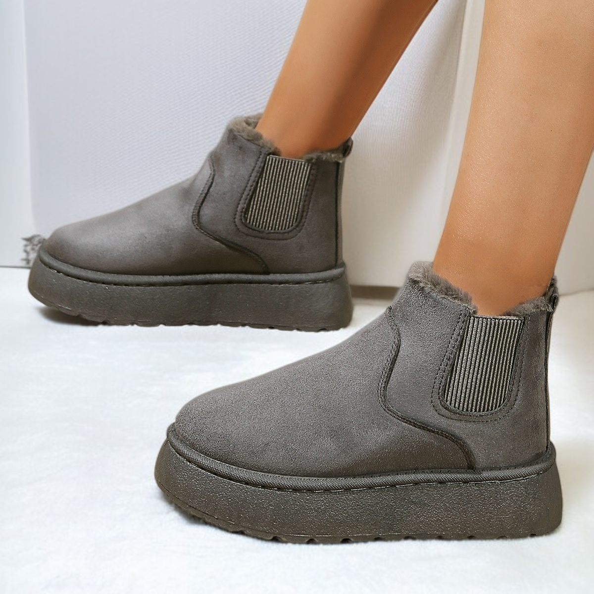 여성용 두꺼운 스노우부츠