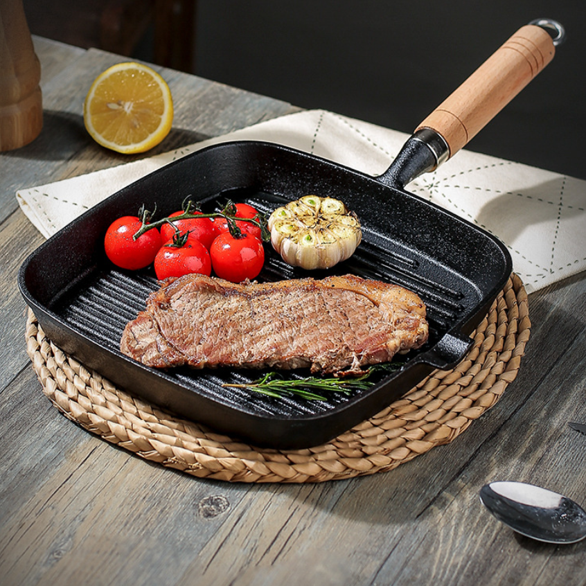 Uncoated square frying pan