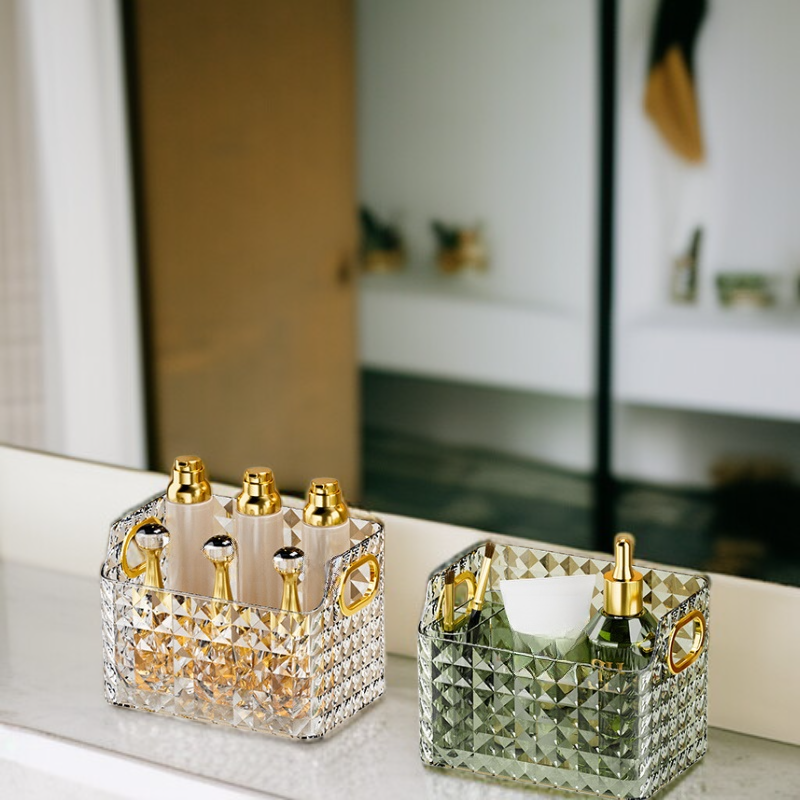 화장품 수납 다이아몬드 거울 박스 립스틱 정리함 욕실 데스크 정리함
