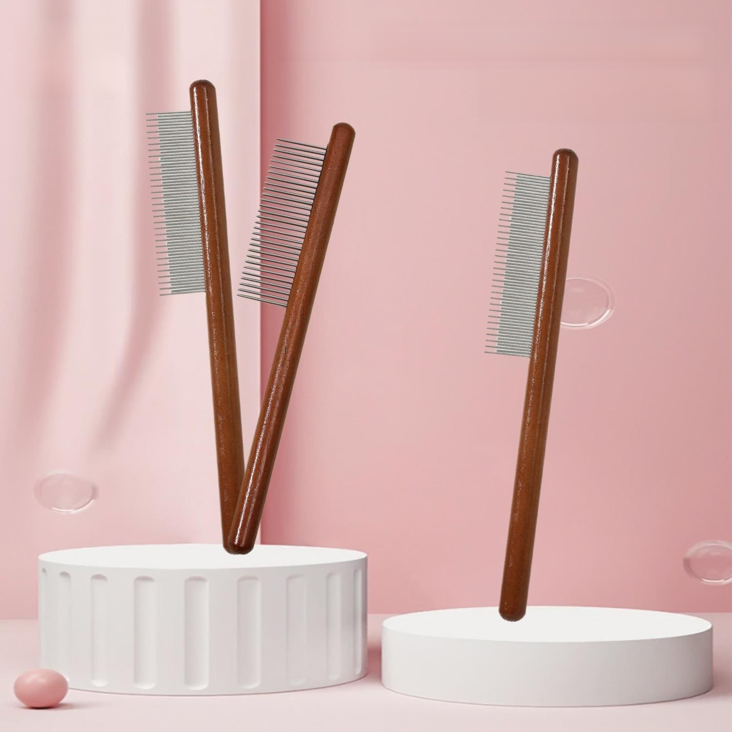 Hundekamm mit Griff aus Massivholz