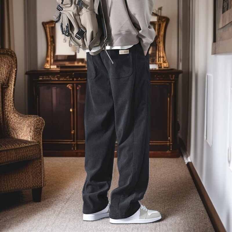 봄가을 남자 캐주얼 팬츠 일자 와이드 코듀로이 팬츠 남자 멋쟁이 트레이닝 캐주얼 팬츠