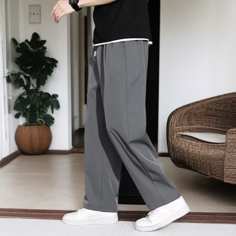 メンズスポーツスウェットパンツワイドパンツ夏薄手ルーズストレートカジュアルパンツ