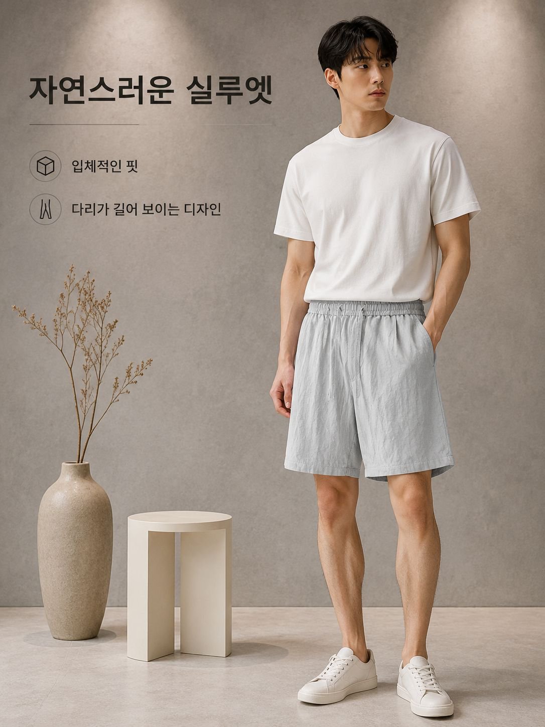 남성용 오부 반바지 착용샷