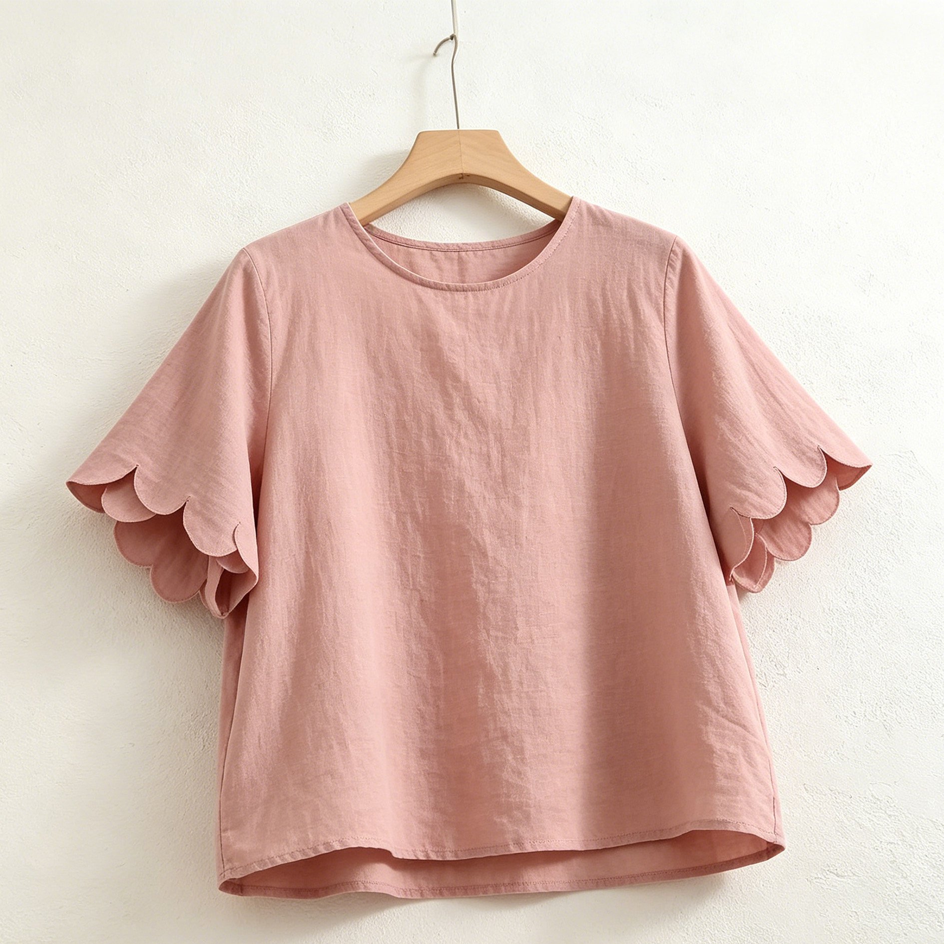꽃잎 소매 반팔 티셔츠