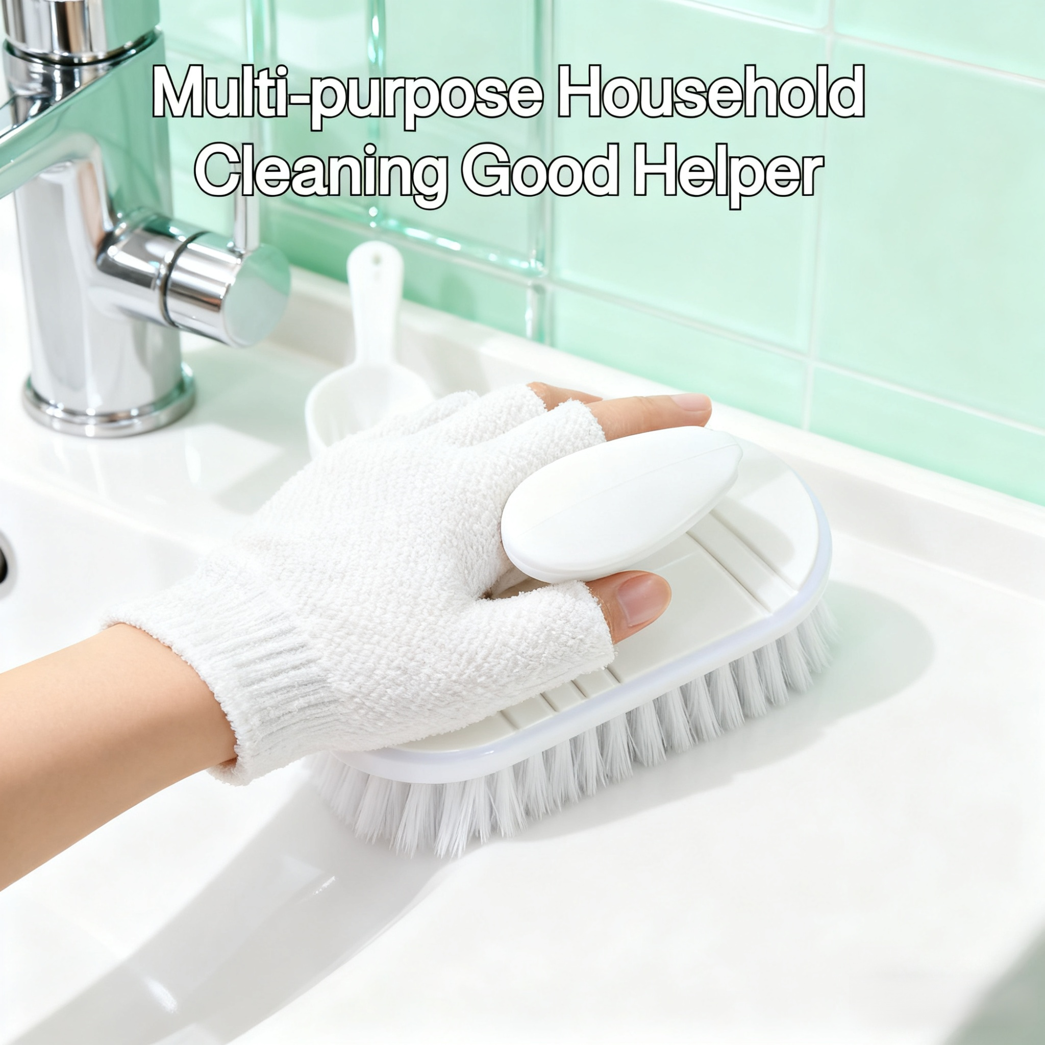 Durable tile cleaning brush in action