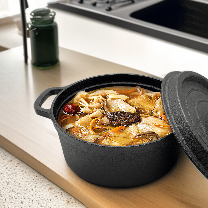 昔ながらの両耳鉄鍋 鋳物シチュー鍋 コーティングされていないノンスティック鍋 煮物鍋 スープ鍋 鉄鍋