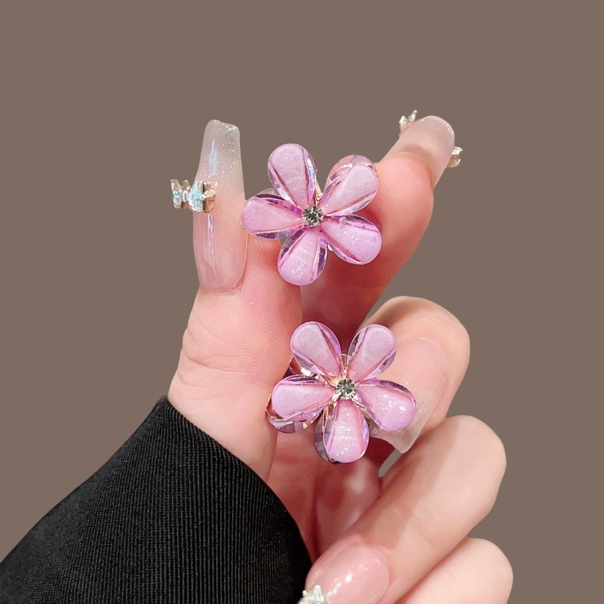 迷你山茶花髮夾 女士側夾瀏海夾