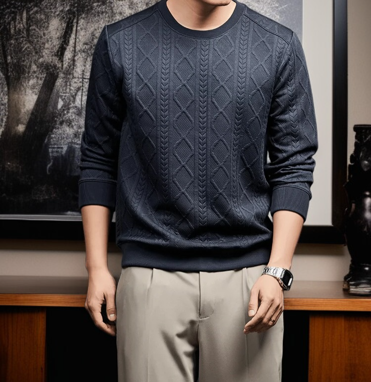 남성 이너 니트 상의 꽃무늬 포인트 사진