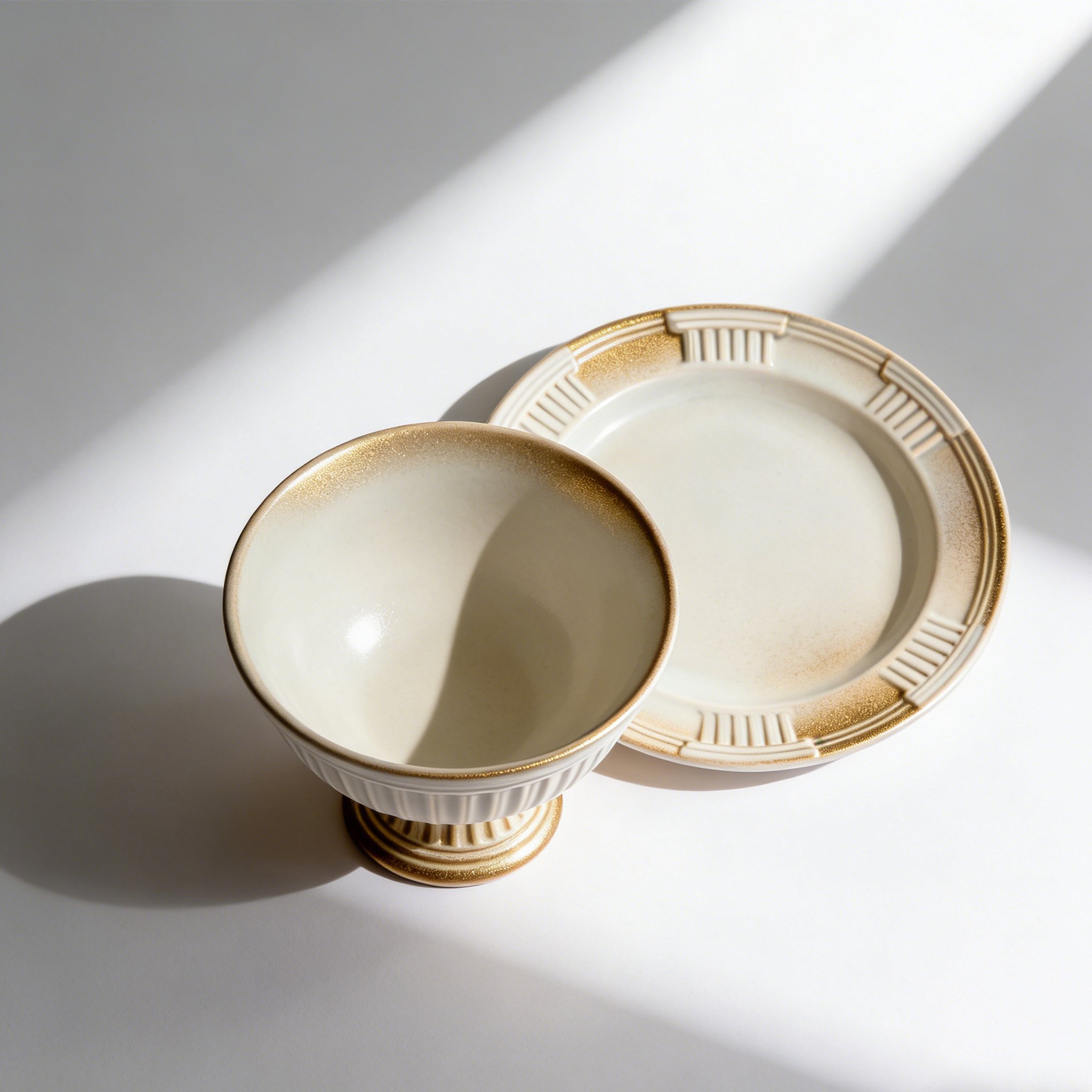 Σετ τεσσάρων κεραμικών μπολ και πιάτων