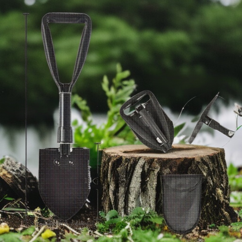 접이식 전술 생존 삽, 다기능 야외 도구, 비상 및 캠핑에 적합합니다